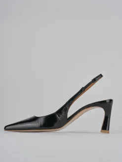 Décolleté e slingback tacco 6cm pelle nero