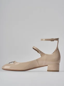 Décolleté e slingback tacco 3cm vernice beige
