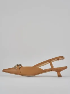 Décolleté e slingback tacco 3cm pelle marrone