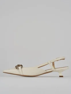 Décolleté e slingback tacco 3cm pelle bianco