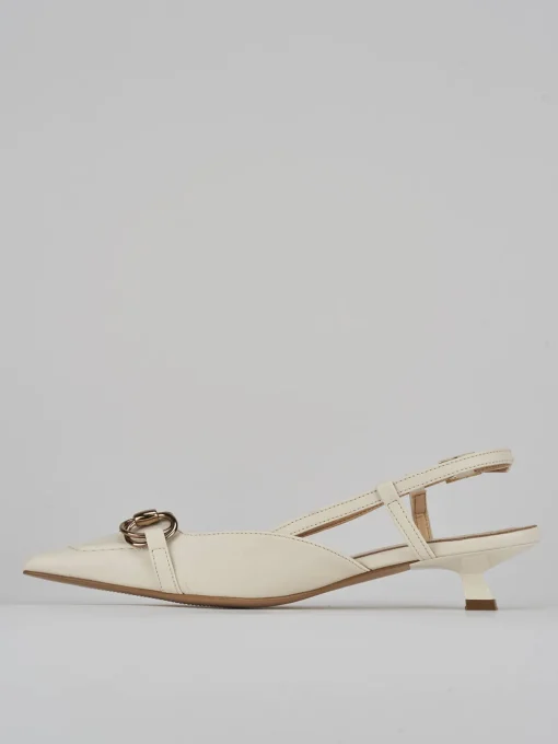 Décolleté e slingback tacco 3cm pelle bianco
