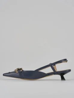 Décolleté e slingback tacco 3cm pelle blu