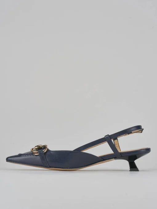 Décolleté e slingback tacco 3cm pelle blu