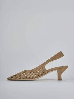 Décolleté e slingback tacco 6cm camoscio marrone