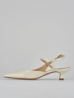 Décolleté e slingback tacco 4cm vernice bianco
