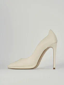 Décolleté e slingback tacco 11cm pelle bianco