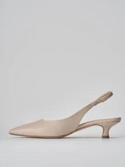 Décolleté e slingback tacco 3cm pelle beige