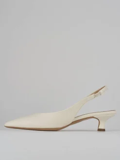 Décolleté e slingback tacco 3cm pelle bianco