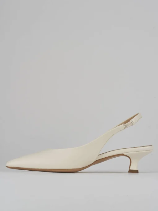 Décolleté e slingback tacco 3cm pelle bianco