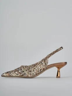 Décolleté e slingback tacco 4cm pelle bronzo
