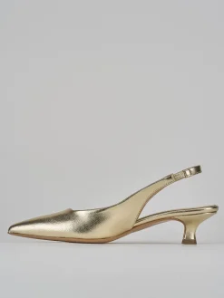 Décolleté e slingback tacco 4cm pelle oro