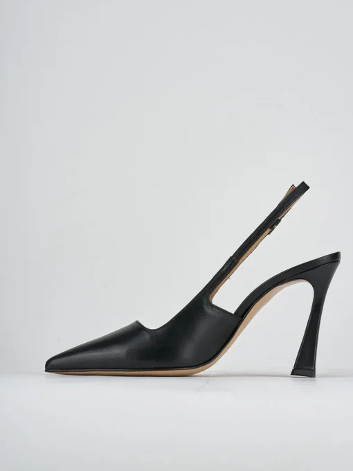 Décolleté e slingback tacco 9cm pelle nero