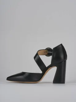 Décolleté e slingback tacco 9cm pelle nero