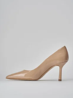 Décolleté e slingback tacco 7cm vernice beige