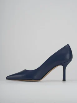 Décolleté e slingback tacco 7cm pelle blu