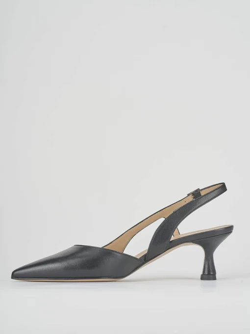 Décolleté e slingback tacco 6cm pelle nero