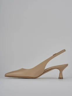 Décolleté e slingback tacco 5cm pelle marrone