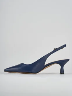 Décolleté e slingback tacco 5cm pelle blu