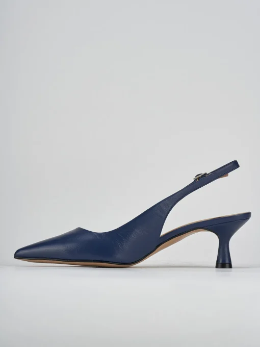 Décolleté e slingback tacco 5cm pelle blu
