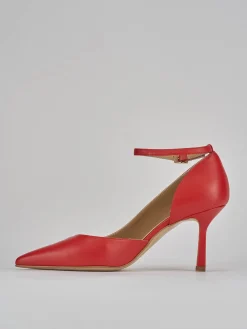 Décolleté e slingback tacco 7cm pelle rosso