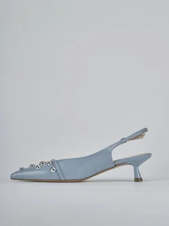 Décolleté e slingback tacco 5cm vernice azzurro