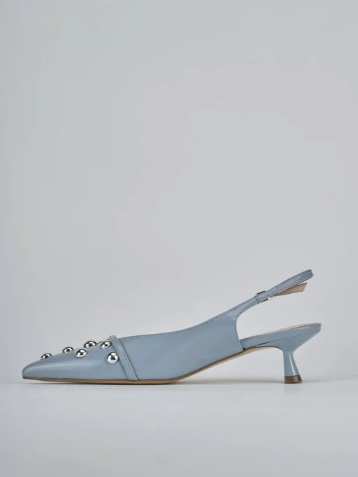 Décolleté e slingback tacco 5cm vernice azzurro