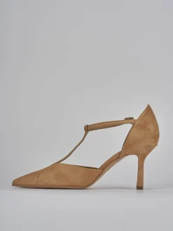 Décolleté e slingback tacco 7cm camoscio marrone