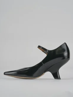 Décolleté e slingback tacco 6cm pelle nero