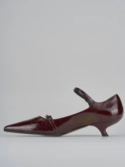Décolleté e slingback tacco 4cm vernice bordo'