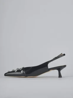 Décolleté e slingback tacco 5cm vernice nero