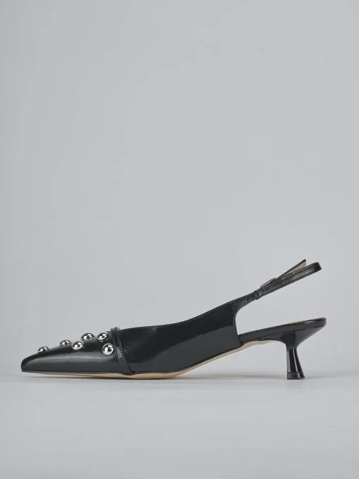 Décolleté e slingback tacco 5cm vernice nero