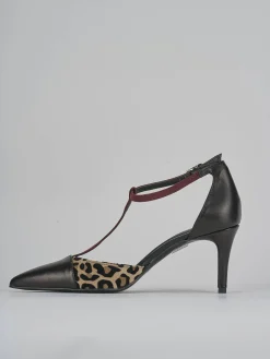 Décolleté e slingback tacco 7cm pelle nero