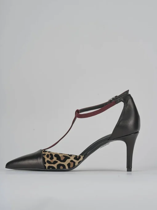 Décolleté e slingback tacco 7cm pelle nero
