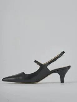 Décolleté e slingback tacco 4cm pelle nero