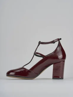 Décolleté e slingback tacco 8cm vernice bordo'