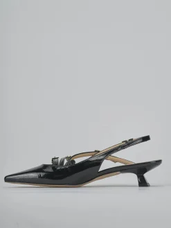 Décolleté e slingback tacco 4cm vernice nero
