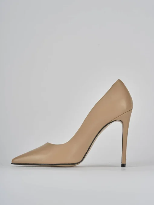 Décolleté e slingback tacco 10cm pelle marrone