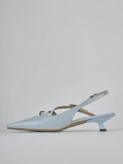 Décolleté e slingback tacco 4cm vernice azzurro