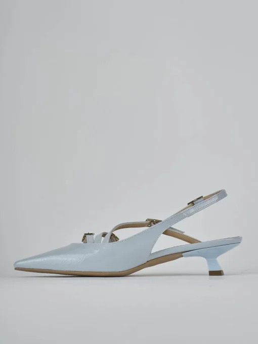 Décolleté e slingback tacco 4cm vernice azzurro