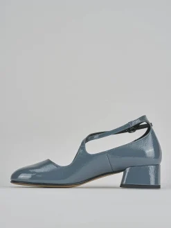 Décolleté e slingback tacco 4cm vernice jeans