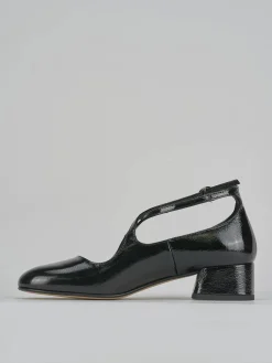 Décolleté e slingback tacco 4cm vernice nero