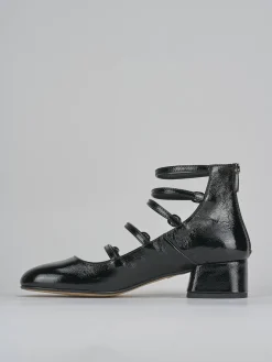 Décolleté e slingback tacco 4cm vernice nero