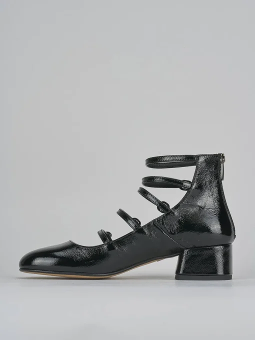 Décolleté e slingback tacco 4cm vernice nero