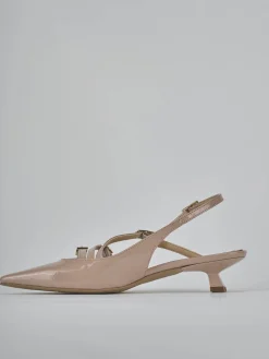 Décolleté e slingback tacco 4cm vernice beige