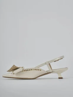 Décolleté e slingback tacco 4cm vernice bianco