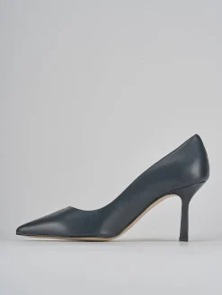 Décolleté e slingback tacco 7cm pelle blu
