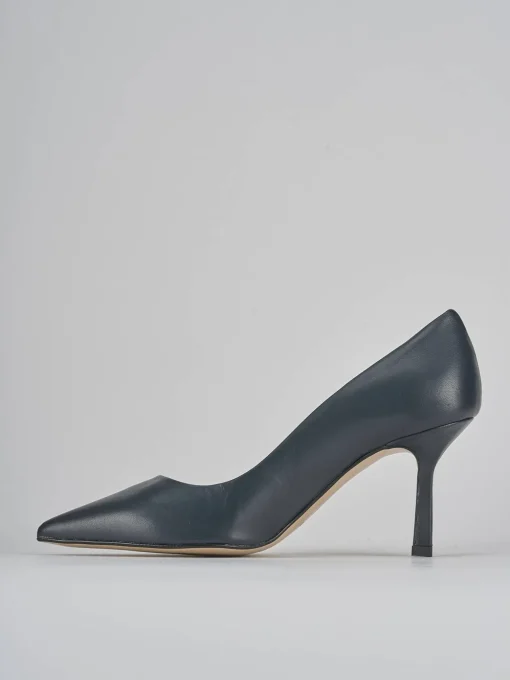 Décolleté e slingback tacco 7cm pelle blu