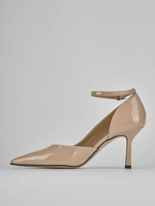 Décolleté e slingback tacco 7cm vernice beige