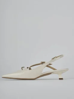 Décolleté e slingback tacco 4cm vernice bianco