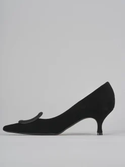 Décolleté e slingback tacco 5cm camoscio nero